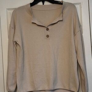 Beige Button-Up Sweater